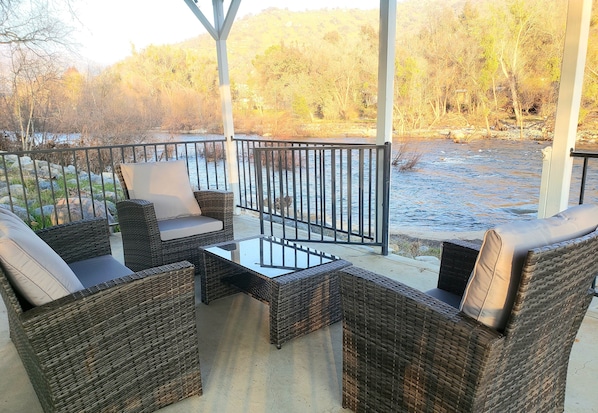 Relax at the Gazebo on the River.  While in Three Rivers ..Enjoy the RIVER! 😍 