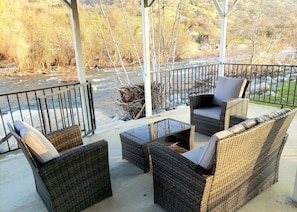 Relax at the Gazebo on the River.  While in Three Rivers ..Enjoy the RIVER! 😍 