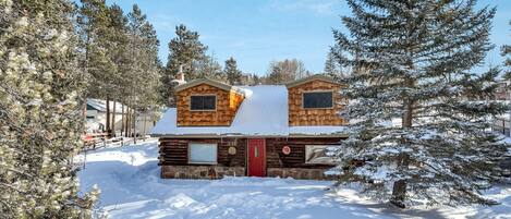 Inviting Cabin with Red Door, Surrounded by Aspen Pines & Stunning Sky Views