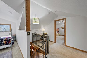 Dedicated workspace upstairs in the cozy loft area