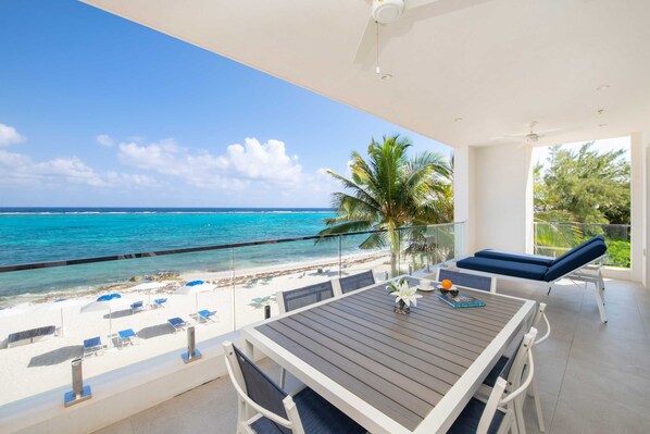 Alfresco dining table for meals with a view. 