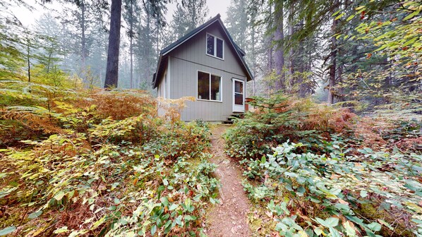 Path to upper cabin with sleeping quarters, bathroom is in lower cabin
