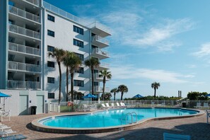 Take a dip in the heated beachfront pool at Shorehom by the Sea, just steps from the family-friendly no-drive beach
