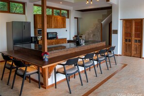 Living area, Kitchen.