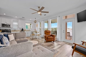 Open living area overlooking the lake