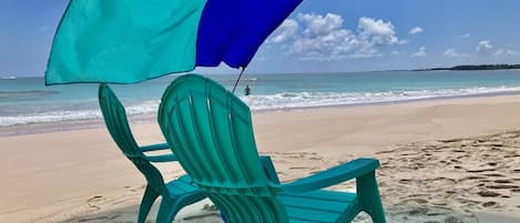 Our beautiful pink-sand beach.  Relax by the ocean, enjoy the wind and waves.