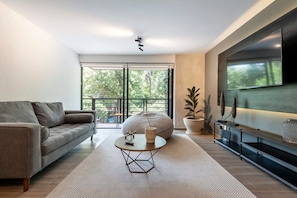 Living room with smart tv