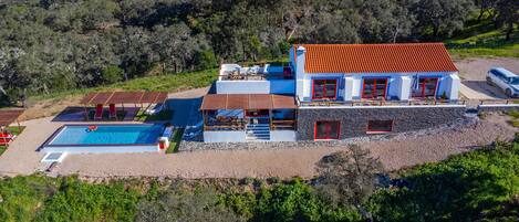 Beautiful property building from the sky