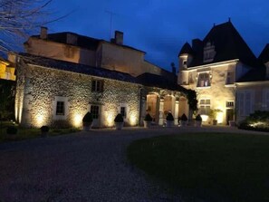 Exterior chateau at night