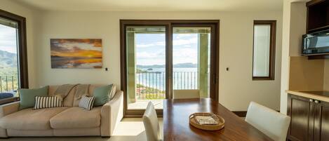 Living area, ocean views, access to balcony