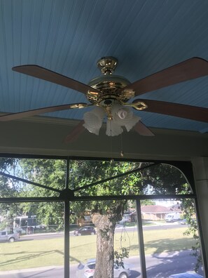 From porch with ceiling fan.