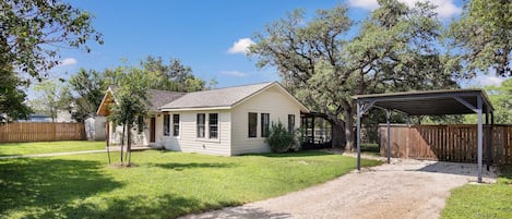 For an "in town" vacation rental, there's a pleasant country feel to the 11th Street River House in Bandera!