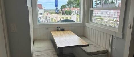 Dining area with marsh views