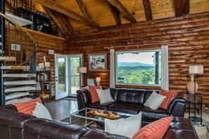 Main Living Room with Spiral Stairs