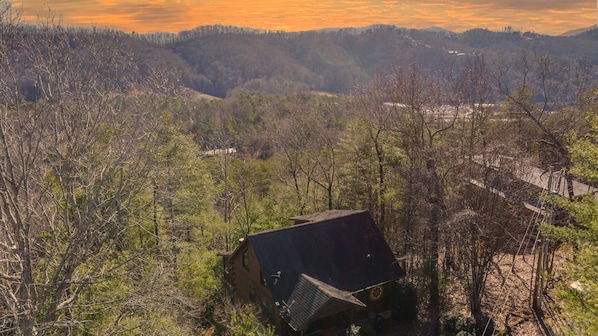 Sunrise mountain view above the cabin
