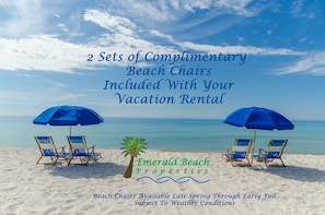 2 Sets of complimentary beach chairs provided with this condo