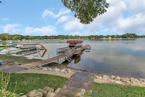 Expansive dock leads to crystal clear water