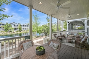 Spacious Porch overlooking Sunset Pond