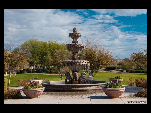 Gated community with welcome fountain