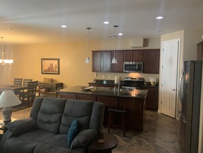 Beautiful kitchen located central to living room and dining room