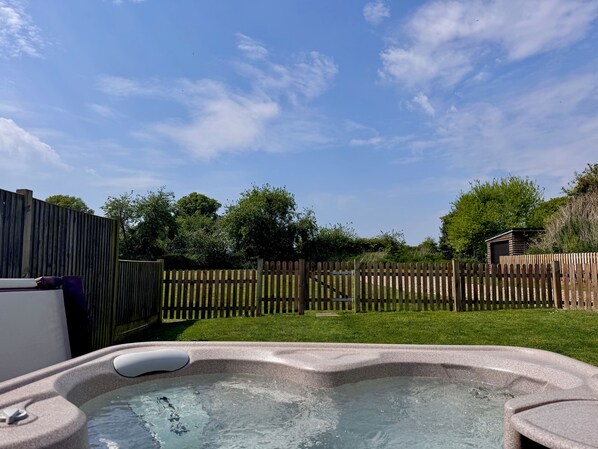 Hot tub with countryside views