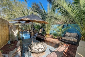 One of several outdoor patios