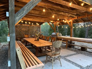 Outdoor dining area with Built in BBQ