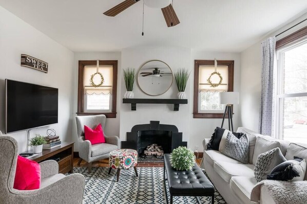 The fireplace is not operable.