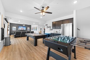 Game Room - Pool Table, Foosball, two Arcade Games, Kitchenette, and Theater