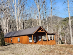 This is a roadside view of the cabin