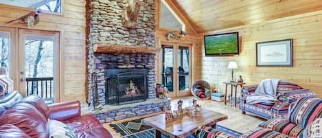 LIVING RM & WOOD FIREPLACE