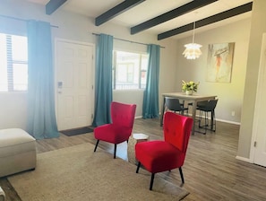 Living room and dining room