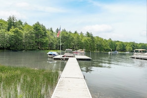 Owner leaves their boats at the dock. Guests can use the remaining outside dock area to tie their boat.