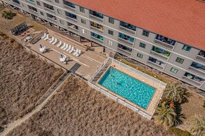 Pool and deck area  that are direct beachfront