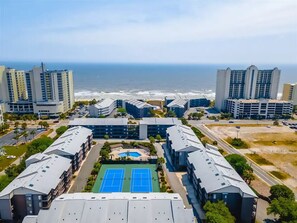 We are the building on the right beside the pool. Great location!