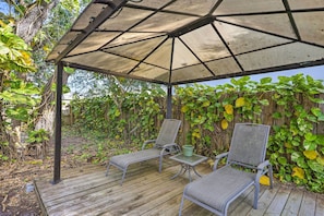 Covered Patio | Gas Grill | Private Yard | 2-Person Hammock