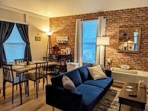 Dining area w/ drinks (coffee, tea, hot choc.) & snack bar.  Keurig and kettle.