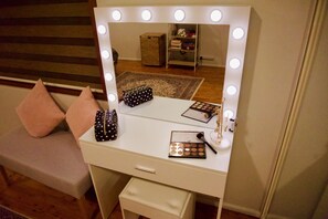 Led makeup station in master bedroom