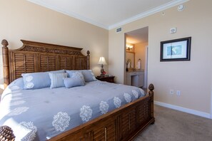 King size bed in the master bedroom.