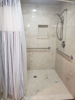 Large, walk-in shower