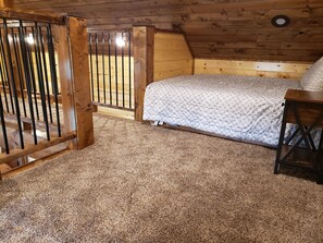 Full-size bed in Mesquite Cabin