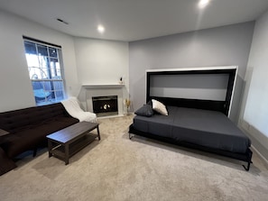 Living room: Queen size Murphy bed