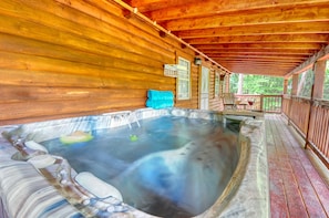 Hot tub on covered porch