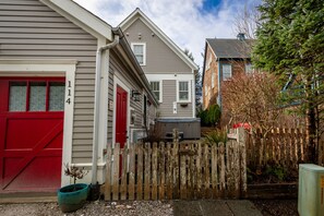 The gated yard offers a secure space to relax and unwind