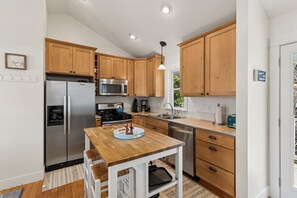 Kitchen with stainless steel appliances