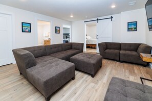 Lower level offers expansive seating for gatherings