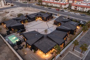 The Blackhaus complex is made up of four buildings and a central pool area.