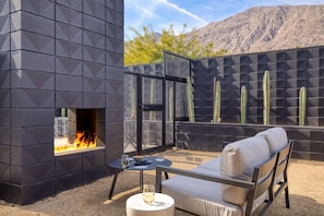 Fire pit with comfy seating.