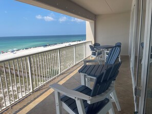 All new patio furniture on the expansive Gulf front deck