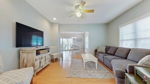 2nd Living Room: TV and Large Couch (Main Floor)